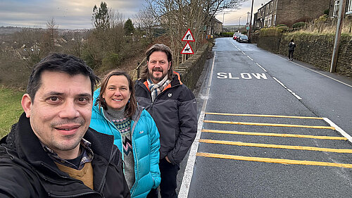 Councillors Alicia Marland, Mark Kenyon and Sam Al-Hamdani at Under Lane