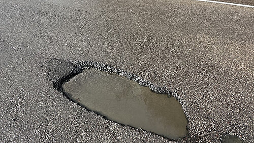 A recent pothole reported in Denshaw