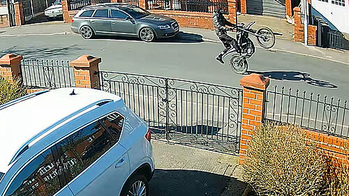 An off road bike being used illegally on the road