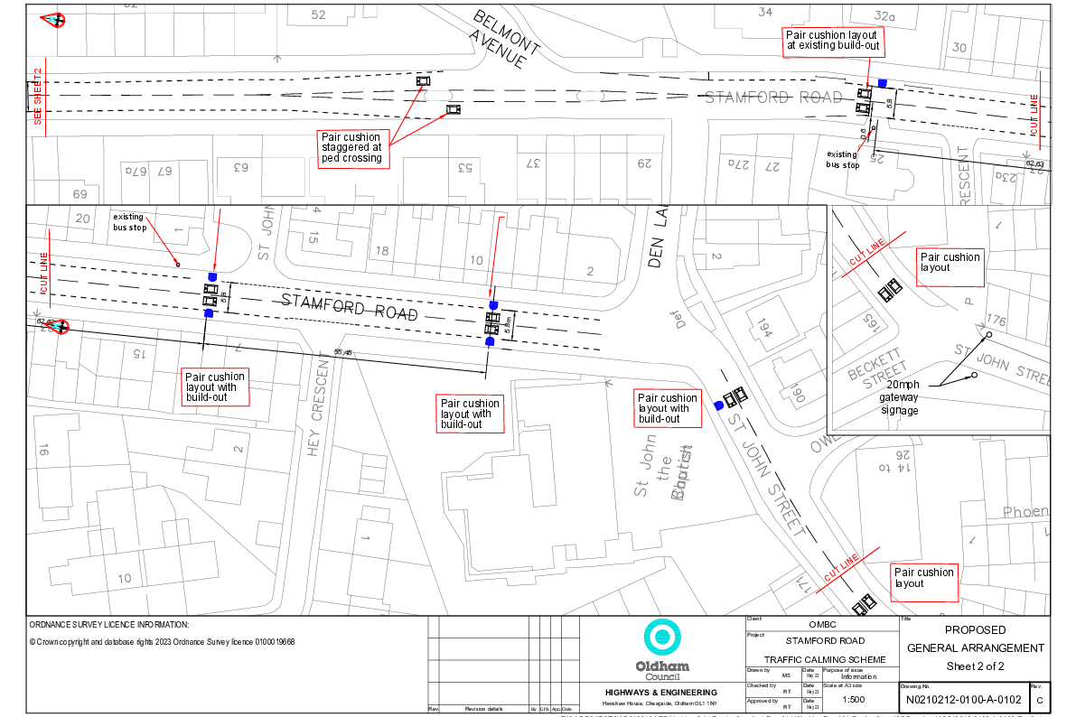 Plan of the Stamford Road layout